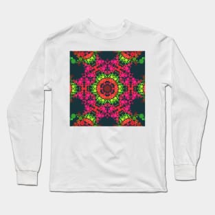 Dot Mandala Flower Pink Green and Red Long Sleeve T-Shirt